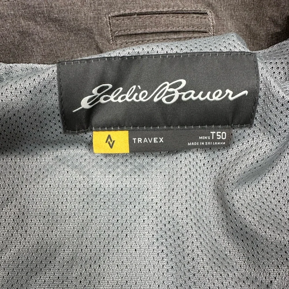 Eddie Bauer Travex Blazer Jacket Mens 50 Tall Brown Travel Nylon Stretch Pockets